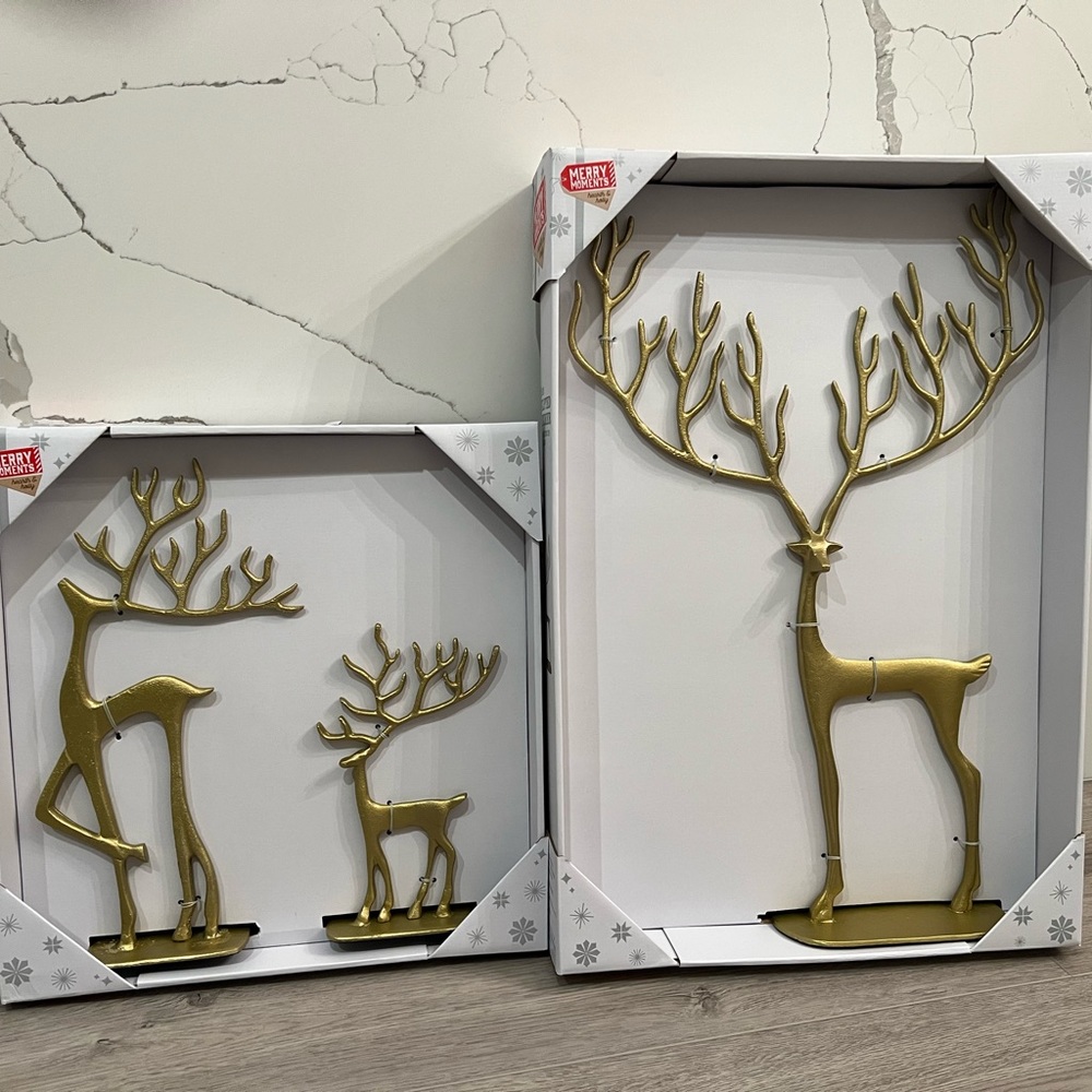 ⭐️NEW Aldi 2023 Merry Moments Gold Reindeer (Set of 3) Pottery Barn Inspired